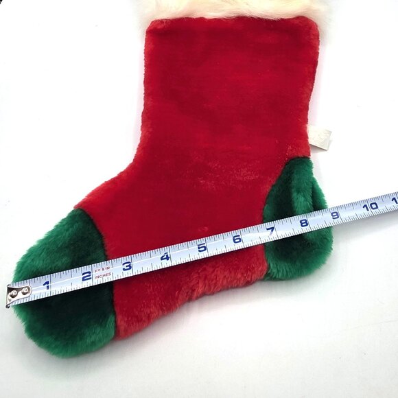 VTG 80s Christmas Red Nose Reindeer Stocking Fukei Ind. 3D Plush Hat Flat Eyes - Picture 6 of 7